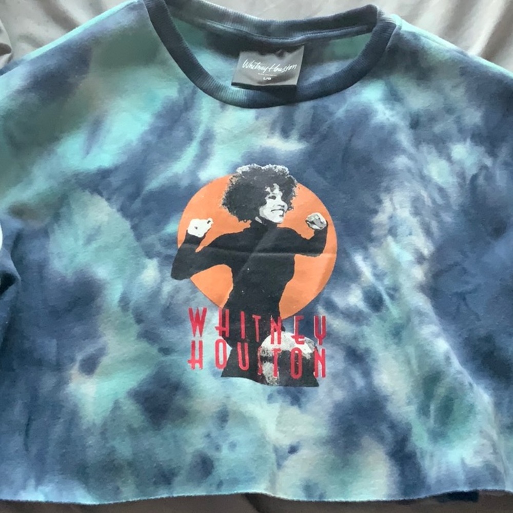 A blue Whitney Houston crop top from Charlotte Russe in great condition.